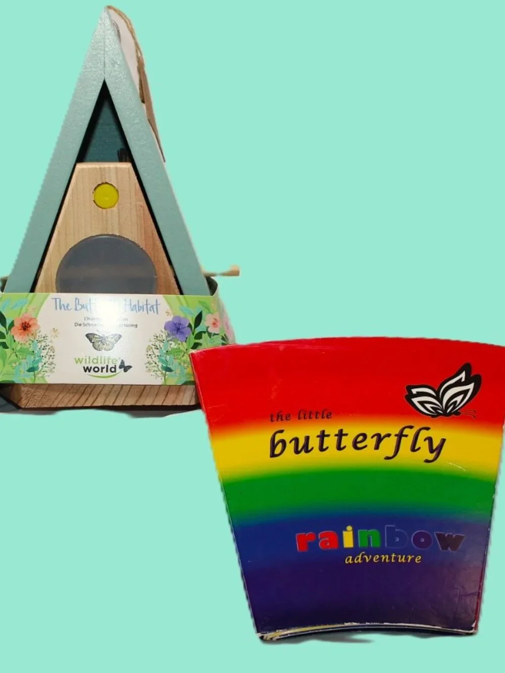 NWT The Butterfly Habitat Feeder Made of Wood by Wildlife World~Includes a Book